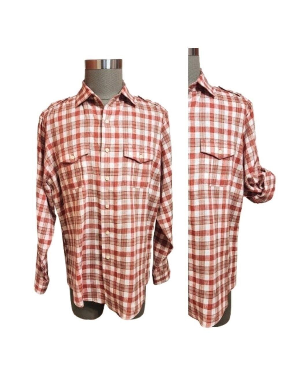 Brooks Brothers Plaid Shirt Large Irish Linen